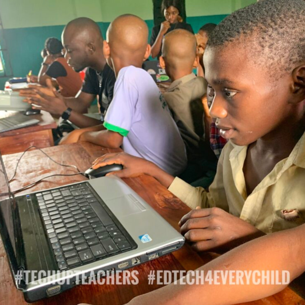 A rural Nigerian school where students are engaged in digital learning.