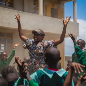 rural community celebrating their achievements after completing a digital literacy program.